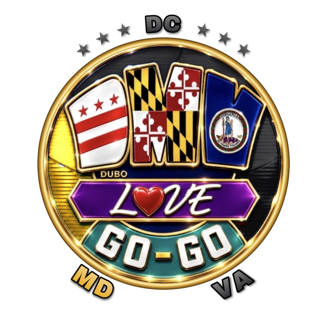 DMV Love Go-Go logo, DC MD VA abbreviations, Black
