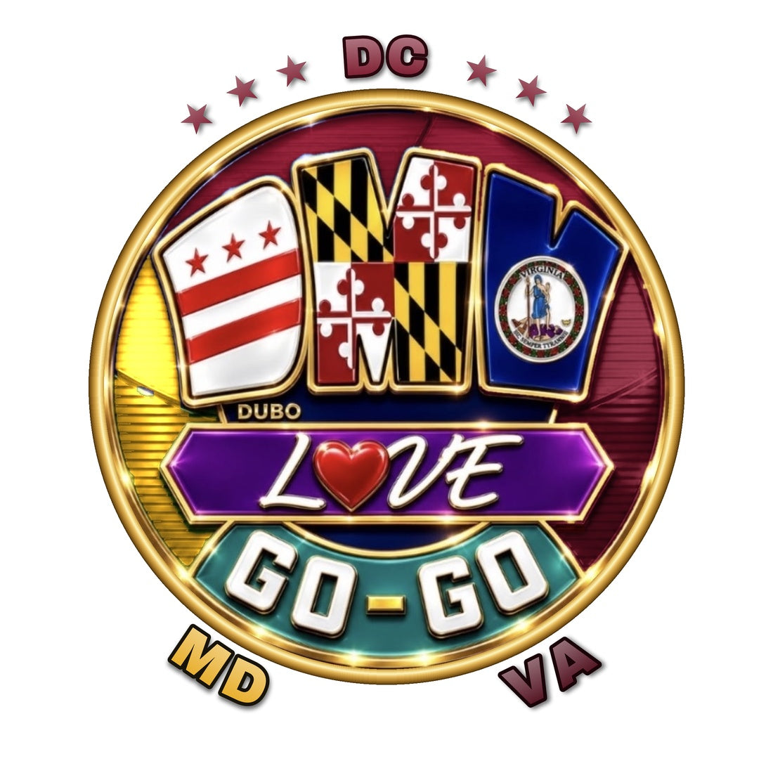 Maryland Love Go-Go Hoodie, DC MD VA logo, Burgundy