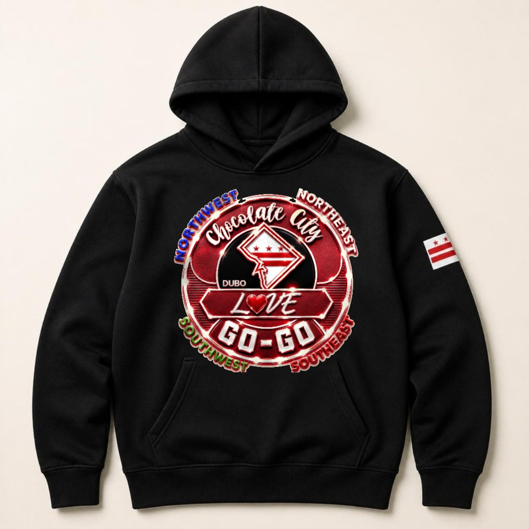 Chocolate City Love Go-Go Hoodie, Black, Red and White logo