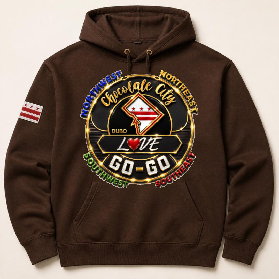 Chocolate City Love Go-Go Hoodie, Brown, Black and Gold logo