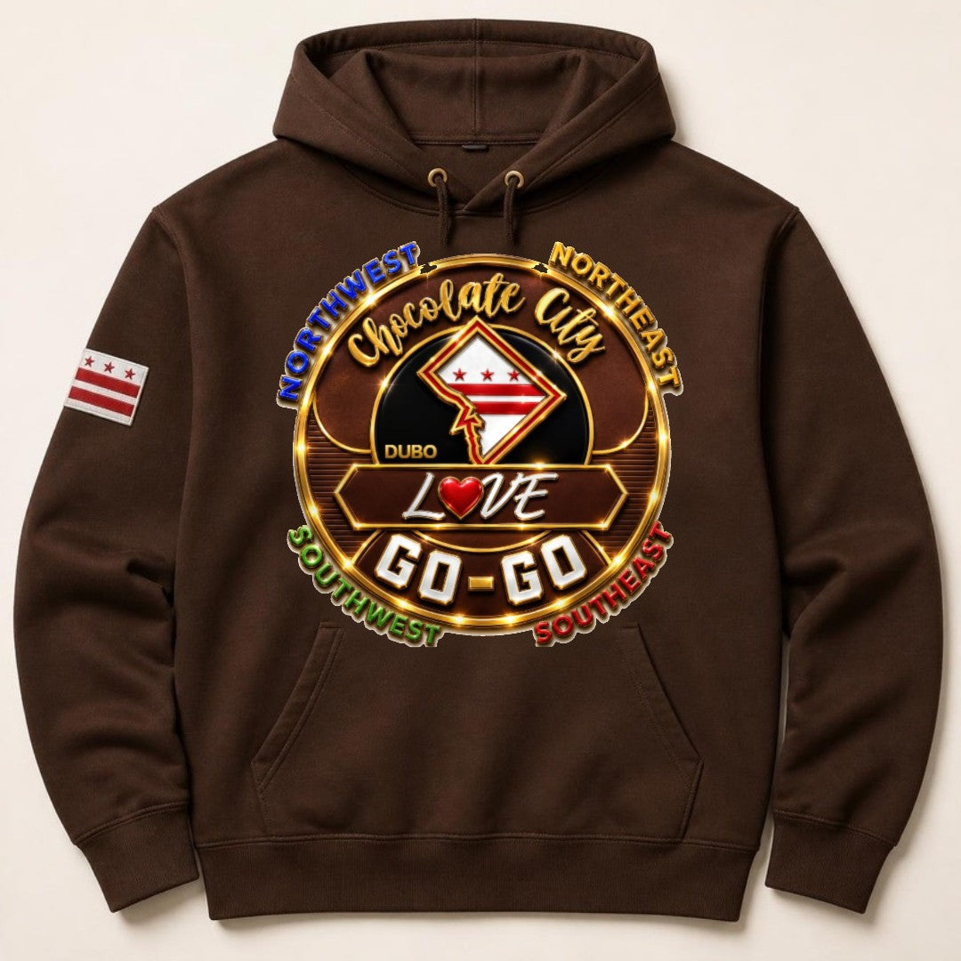 Chocolate City Love Go-Go Hoodie, Brown, Original Brown and Gold logo
