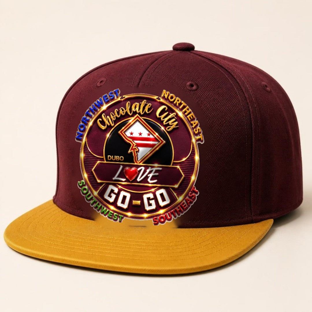 Chocolate City Love Go-Go Snapback, Burgundy, Burgundy and Gold logo