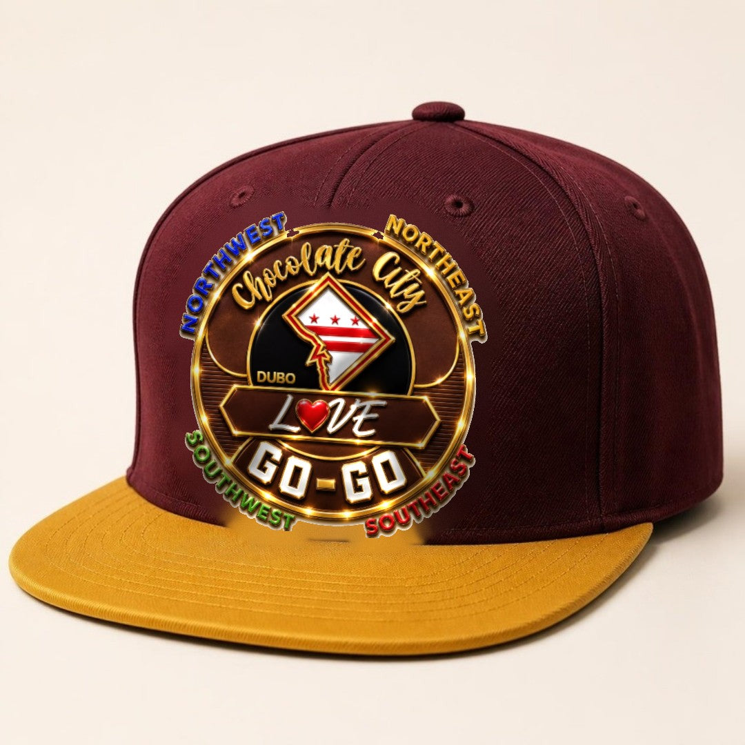 Chocolate City Love Go-Go Snapback, Burgundy, Original Brown and Gold logo
