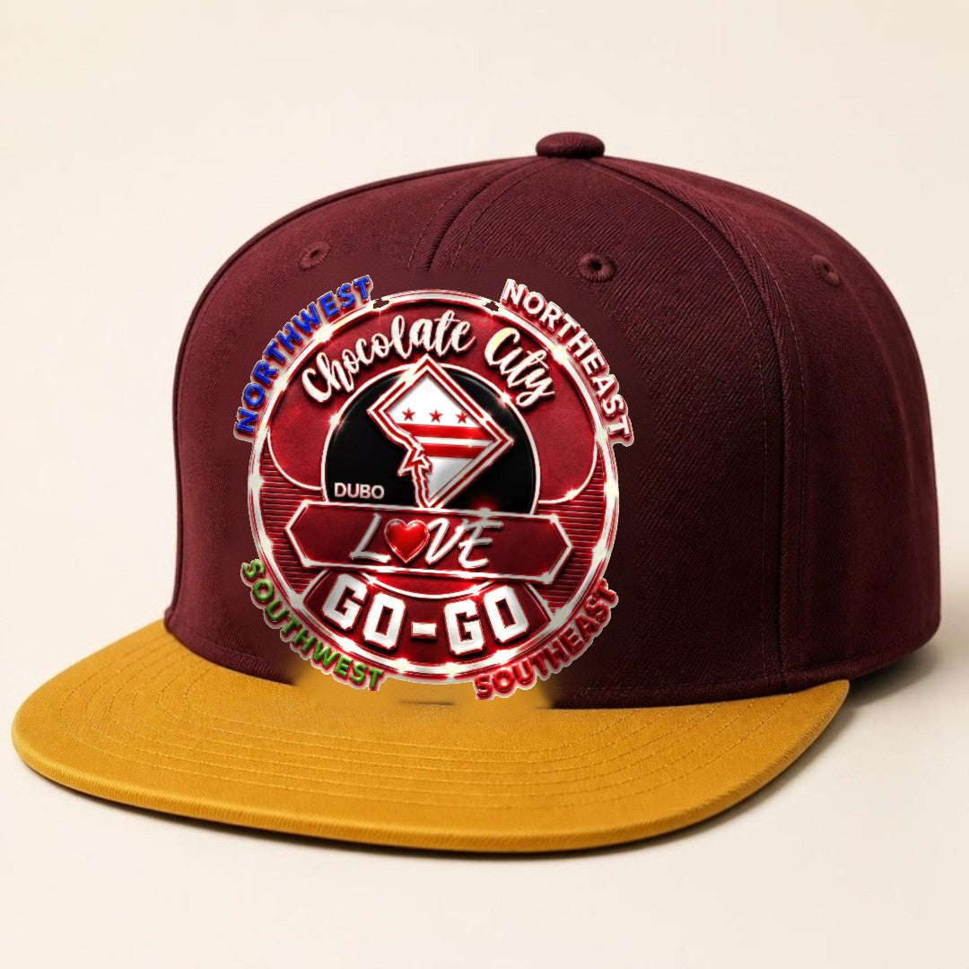 Chocolate City Love Go-Go Snapback, Burgundy, Red and White logo