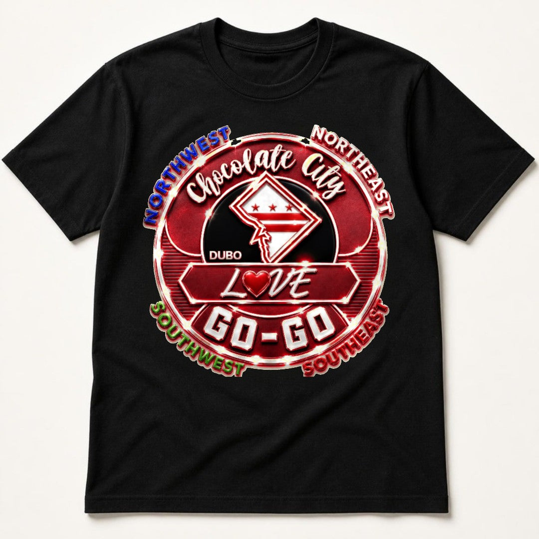 Chocolate City Love Go-Go Tee, Black, Red and White logo