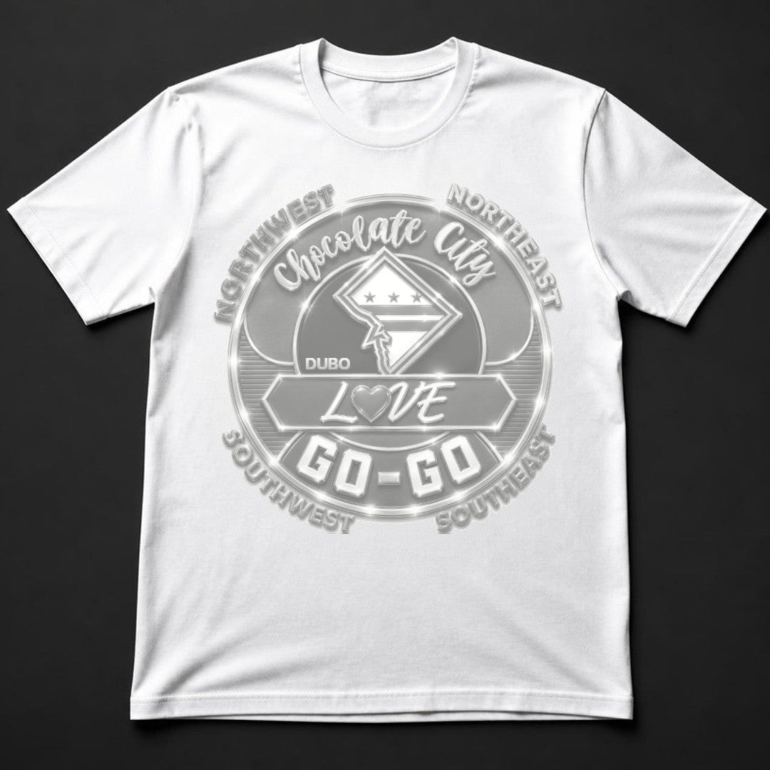 Chocolate City Love Go-Go Tee, White, All White logo
