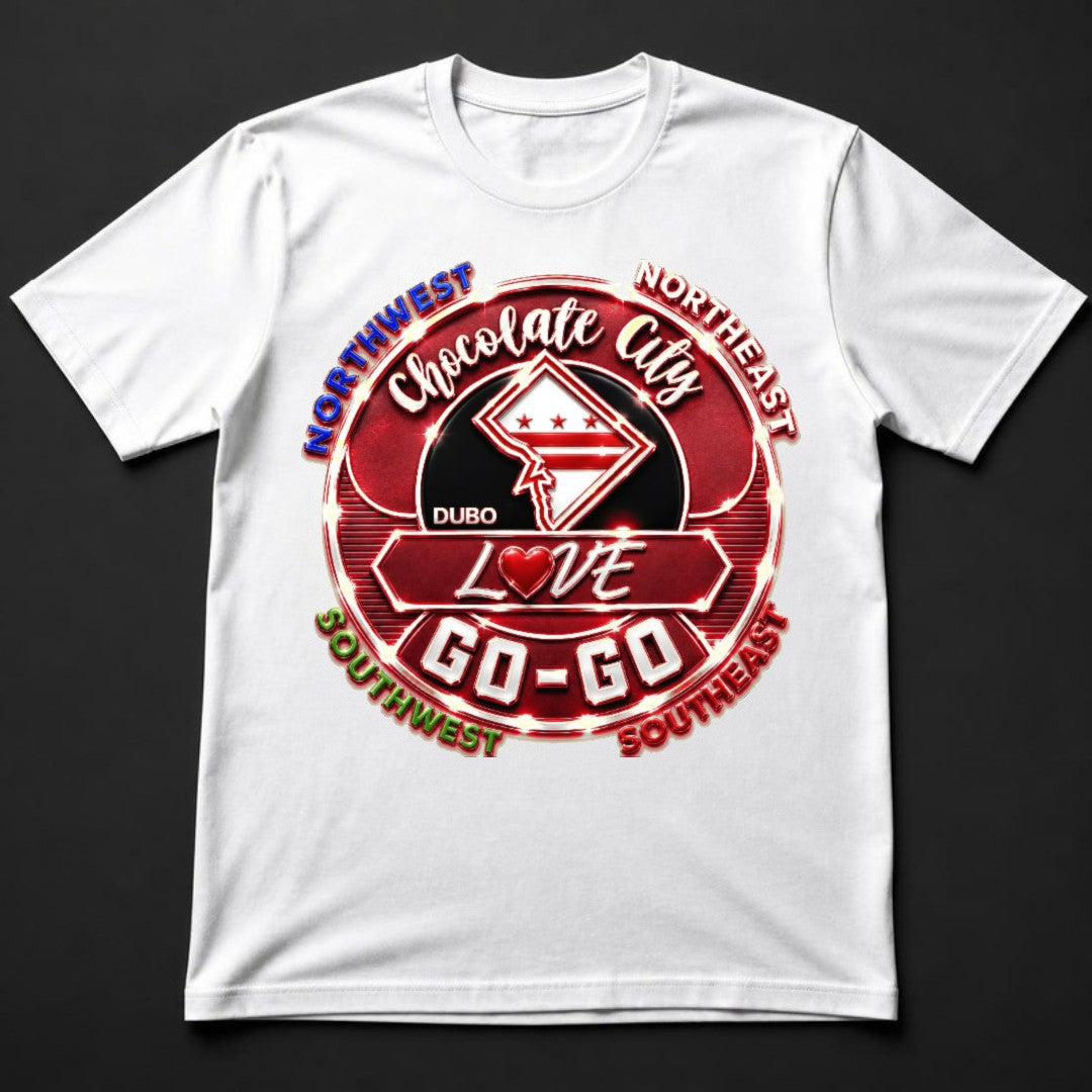 Chocolate City Love Go-Go Tee, White, Red and White logo