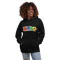 DUBO DC Wide black Cotton Heritage M2580 hoodie on female model — front Printful mockup