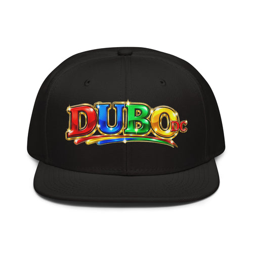 Black Otto Cap snapback with official colorful wide DUBO DC logo printed on the front