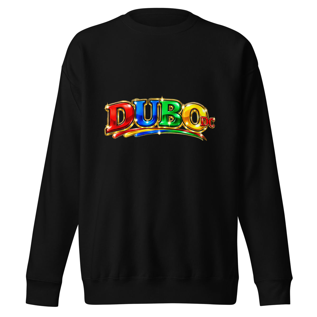 Black Cotton Heritage premium crewneck with official colorful wide DUBO DC logo